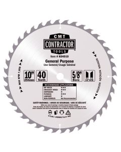 CMT K04012 ITK Contractor General Purpose Saw Blade, 12 x 40 Teeth, 10° ATB with 1-Inch bore