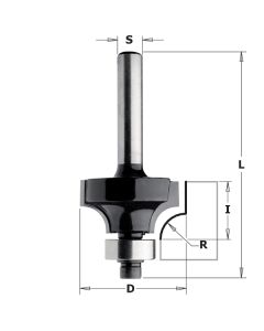 CMT 83802 Contractor Roundover & Beading Bit, 3/4-inch Diameter, 1/8-inch Radius, 1/4-inch Shank