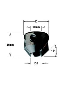 CMT 315.220.11 Countersink for 2 Flute Drills from 11 to 12mm, 22mm Diameter, Right-Hand Rotation