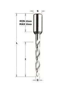 CMT 314.040.22 Solid Carbide Dowel Drill For Through Holes, 4mm (5/32-Inch) Diameter, 10X30mm Shank, Left-Hand Rotation