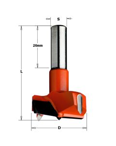 CMT 317.300.11 Hinge Boring Bit, 30mm (1-1/16-Inch) Diameter, 10x26mm Shank, Right-Hand Rotation