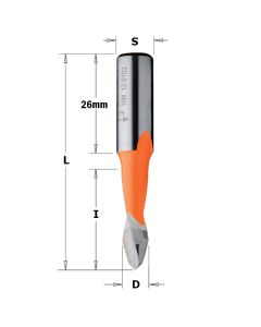 CMT 313.050.41 2 Flute Dowel Drill for Through Holes, 5mm (13/64-Inch) Diameter, 10x26mm Shank, Right-Hand Rotation