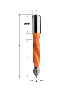 CMT 375.090.11 4 Flute Dowel Drill for Through Holes, 9mm (23/64-Inch) Diameter, 10x20mm Shank, Right-Hand Rotation