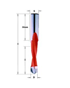 CMT 311.060.42 Two Flute Dowel Drill, 6mm (15/64-Inch) Diameter, 10x30mm Shank, Left-Hand Rotation