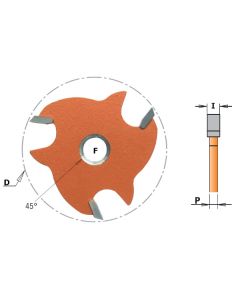 CMT 823.332.11 3-Wing Slot Cutter with 45