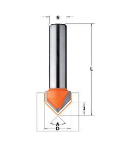 CMT 815.064.11 Solid Carbide V-Grooving Bit, 1/4-Inch Diameter, 1/4-Inch Shank