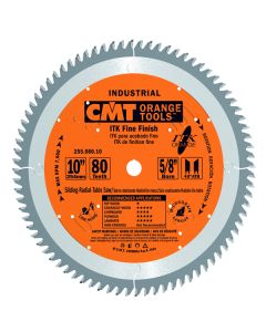 CMT 255.080.10 ITK Industrial Fine Finish Saw Blade, 10-Inch x 80 Teeth 40° ATB Grind with 5/8-Inch Bore