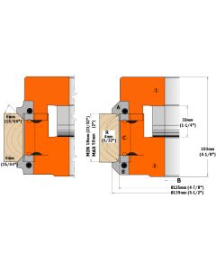 CMT 695.005.A2 Pair of top knives for 2-piece adjustable rounding & chamfering set, 5/64-Inch Radius, 45° Chamfer Shaper Cutter