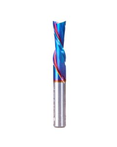 Amana tool 48219-K SC Spektra Extreme tool Life Coated Spiral Plunge 8mm Dia x 1 CH x 8mm SHK 2-1/2 Inch Long Down-Cut Router Bit for Driling Shelf Pin Holes