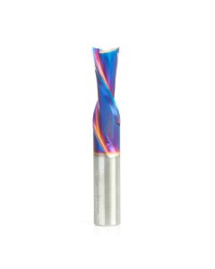 Amana tool 48228-K SC Spektra Extreme tool Life Coated Spiral Plunge 12mm Dia x 32mm CH x 12mm SHK 75mm Inch Long Down-Cut Router Bit for Driling Shelf Pin Holes