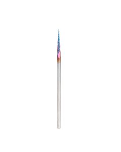 Amana tool 48418-K-M CNC Spektra Extreme tool Life Coated SC 2D and 3D Carving 3.7 Deg Tapered Angle Bal Nose x 0.50mm D x 0.25mm R x 19mm CH x 3mm SHK x 75mm Long x 3 Flute Router Bit