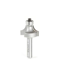 Amana tool 49527 Carbide Tipped Corner Rounding 1/4 R x 7/8 D x 1/2 CH x 1/4 SHK with 3/8 Inch Dia Lower Bal Bearing Router Bit