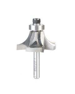 Amana tool 49549 Carbide Tipped 4 Flute Corner Rounding/Beading 1/2 R x 1-5/8 D x 11/16 CH x 1/4 Inch SHK w/ Lower Bal Bearing Router Bit