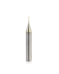 Amana tool 51376-Z CNC SC Spiral O Single Flute, Aluminum Cutting 1/32 D x 3/16 CH x 1/4 SHK x 2 Inch Long Up-Cut ZrN Coated Router Bit with Mirror Finish