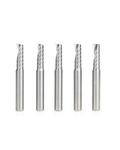 Amana tool 51377-5, 5-Pack CNC SC Spiral O Single Flute, Aluminum Cutting 1/4 D x 3/4 CH x 1/4 SHK x 2 Inch Long Up-Cut Router Bit with Mirror Finish