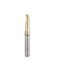 Amana tool 51377-Z CNC SC Spiral O Single Flute, Aluminum Cutting 1/4 D x 3/4 CH x 1/4 SHK x 2 Inch Long Up-Cut ZrN Coated Router Bit with Mirror Finish
