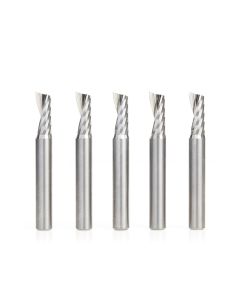 Amana tool 51402-5, 5-Pack CNC SC Spiral O Single Flute, Aluminum Cutting 1/4 D x 5/8 CH x 1/4 SHK x 2 Inch Long Up-Cut Router Bits with Mirror Finish