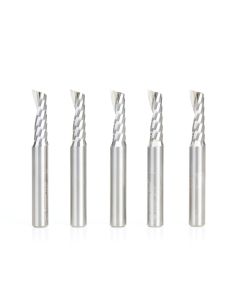 Amana tool 51404-5, 5-Pack CNC SC Spiral O Flute, Plastic Cutting 1/4 D x 3/4 CH x 1/4 SHK x 2 Inch Long Up-Cut Router Bits with Mirror Finish