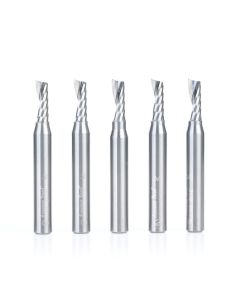 Amana tool 51408-5, 5-Pack CNC SC Spiral O Single Flute Aluminum Cutting 3/16 D x 1/2 CH x 1/4 SHK x 2 Inch Long Up-Cut Router Bits with Mirror Finish