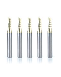 Amana tool 51408-Z-5, 5-Pack CNC SC Spiral O Single Flute, Aluminum Cutting 3/16 D x 1/2 CH x 1/4 SHK x 2 Inch Long Up-Cut ZrN Coated Router Bits with Mirror Finish