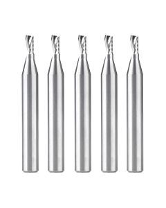 Amana tool 51416-5, 5-Pack CNC SC Spiral O Single Flute, Plastic Cutting 1/8 D x 1/4 CH x 1/4 SHK x 2 Inch Long Up-Cut Router Bits with Mirror Finish