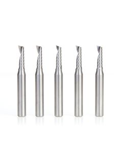 Amana tool 51417-5, 5-Pack CNC SC Spiral O Single Flute, Plastic Cutting 3/16 D x 5/8 CH x 1/4 SHK x 2 Inch Long Up-Cut Router Bits with Mirror Finish