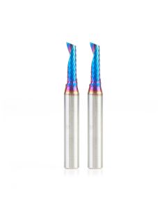 Amana tool 51417-K-2, 2-Pack CNC Spektra Coated SC Spiral O Single Flute, Plastic Cutting 3/16 D x 5/8 CH x 1/4 SHK x 2 Inch Long Up-Cut Router Bits with Mirror Finish