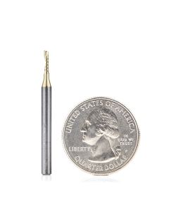 Amana tool 51470-Z CNC SC Spiral O Single Flute, Aluminum Cutting 1/16 D x 1/4 CH x 1/8 SHK x 1-1/2 Inch Long Up-Cut ZrN Coated Router Bit with Mirror Finish