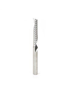 Amana tool 51476 CNC SC Spiral O Single Flute, Aluminum Cutting 1/4 D x 1-1/2 CH x 1/4 SHK x 3 Inch Long Up-Cut Router Bit with Mirror Finish