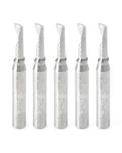 Amana tool 51478-5, 5-Pack CNC SC Spiral O Single Flute, Aluminum Cutting 3/16 D x 5/8 CH x 1/4 SHK x 2 Inch Long Up-Cut Router Bits with Mirror Finish