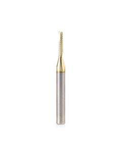 Amana tool 51482-Z CNC SC Spiral O Single Flute, Aluminum Cutting 1/8 D x 5/8 CH x 1/4 SHK x 2-1/2 Inch Long Up-Cut ZrN Coated Router Bit with Mirror Finish