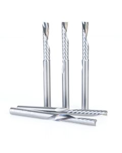 Amana tool 51507-5, 5-Pack CNC SC Spiral O Single Flute, Plastic Cutting 1/4 D x 1-1/4 CH x 1/4 SHK x 3 Inch Long Down-Cut Router Bits with Mirror Finish