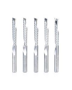 Amana tool 51513-5, 5-Pack CNC SC Spiral O Single Flute, Plastic Cutting 1/4 D x 1-1/2 CH x 1/4 SHK x 3 Inch Long Down-Cut Router Bits with Mirror Finish