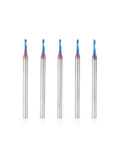 Amana tool 51515-K-5, 5-Pack CNC Spektra Coated SC Spiral O Single Flute, Plastic Cutting 1/16 D x 1/4 CH x 1/8 SHK x 2 Inch Long Down-Cut Router Bits with Mirror Finish
