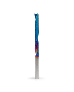 Amana tool 51646-K CNC Spektra Coated SC Spiral O Single Flute, Plastic Cutting 1/4 D x 2-1/4 CH x 1/4 SHK x 3-3/4 Inch Long Up-Cut Router Bit with Mirror Finish