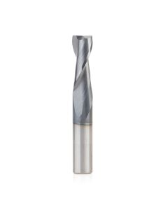 Amana tool 51677 SC Spiral for Steel, Stainless Steel & Non Ferrous Metal with AlTiN Coating 2-Flute x 3/8 D x 1 CH x 3/8 SHK x 2-1/2 Inch Long Up-Cut Router Bit / 45 Deg Corner Chamfer End Mil