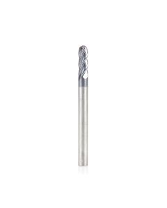 Amana tool 51792 High Performance CNC Solid Carbide Variable Helix Spiral Bal Nose with AlTiN Coating for Steel, Stainless Steel & Composites 1/16 R x 1/8 Dia x 3/8 Cut Height x 1/8 Shank x 1-1/2 Inches Long Up-Cut 4-Flute End Mil/Router Bit