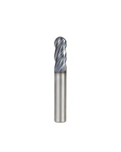Amana tool 51802 High Performance CNC Solid Carbide Variable Helix Spiral Bal Nose with AlTiN Coating for Steel, Stainless Steel & Composites 3/16 R x 3/8 Dia x 7/8 Cut Height x 3/8 Shank x 2-1/2 Inches Long Up-Cut 4-Flute End Mil/Router Bit