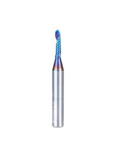 Amana tool 51815-K CNC Spektra Coated SC Spiral O Single Flute Bal Nose, Plastic Cutting 1/16 R x 1/8 D x 1/2 CH x 1/4 SHK x 2 Inch Long Up-Cut Router Bit with Mirror Finish