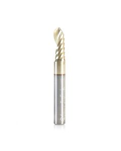 Amana tool 51880-Z CNC SC Spiral O Single Flute Bal Nose, Aluminum Cutting 1/8 R x 1/4 D x 1/4 SHK x 2 Inch Long Up-Cut ZrN Coated Router Bit with Mirror Finish