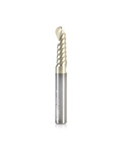 Amana tool 51882-Z CNC SC Spiral O Single Flute Bal Nose, Aluminum Cutting 1/8 R x 1/4 D x 1/4 SHK x 2 Inch Long Up-Cut ZrN Coated Router Bit with Mirror Finish