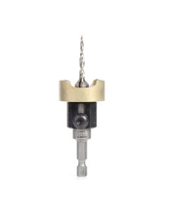 Amana tool 55152 Carbide Tipped 82 Degree Countersink with Tapered Dril and Adjustable Depth Stop with No-Thrust BB, 3/8 D x 9/64 Dril D x 1/4 Inch Quick Release Hex SHK