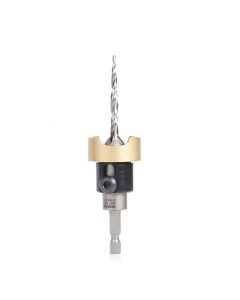 Amana tool 55155 Carbide Tipped 82 Degree Countersink with Tapered Dril and Adjustable Depth Stop with No-Thrust BB, 1/2 D x 3/16 Dril D x 1/4 Inch Quick Release Hex SHK
