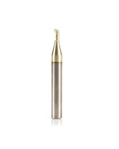 Amana tool 57341-Z SC Spiral O Single Flute, Improved Surface Finish Aluminum Cutting 1/8 D x 1/4 CH x 1/4 SHK x 2 Inch Long Up-Cut ZrN Coated Router Bit with Mirror Finish