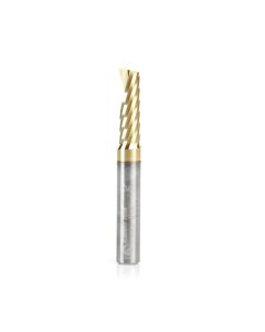 Amana tool 57348-Z SC Spiral O Single Flute, Improved Surface Finish Aluminum Cutting 1/4 D x 3/4 CH x 1/4 SHK x 2 Inch Long Up-Cut ZrN Coated Router Bit with Mirror Finish