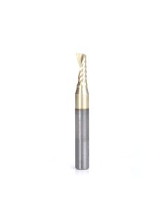 Amana tool 57353-Z SC Spiral O Single Flute, Improved Surface Finish Aluminum Cutting 3/16 D x 1/2 CH x 1/4 SHK x 2 Inch Long Up-Cut ZrN Coated Router Bit with Mirror Finish