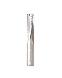 Amana tool 59420 Solid Carbide Roughing Spiral 3 Flute Chipbreaker 3/8 Dia x 1 Cut Height x 3/8 Shank x 3 Inch Long Up-Cut Router Bit For Castle And Porter Cable Machines