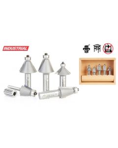AMS-184 5-Pc Chamfer 11-1/4, 15, 22-1/2, 30 and 45 Degree Router Bit Collection