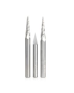 Amana tool AMS-107 CNC Ultimate Solid Carbide 2D/3D Carving/Engraving 3-Pc Pack - Uncoated
