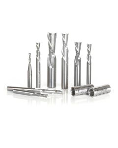 Amana tool AMS-123 8-Pc CNC Solid Carbide Down-Cut Spiral Router Bit Colection